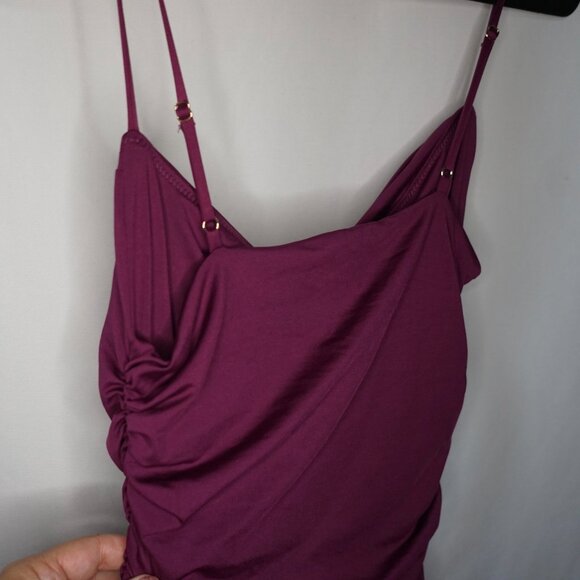 NEW Oh Polly Forever and Always Asymmetric Ruched Midi Dress - Purple - Picture 5 of 10